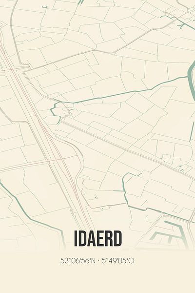 Carte ancienne d'Idaerd (Fryslan) par Affiches de lieux