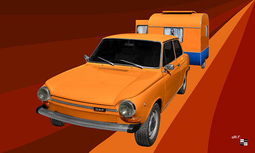 DAF 44 with a caravan