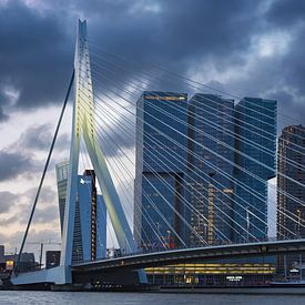Nieuwe Maas avec le pont Erasmus et les gratte-ciel, Rotterdam sur Walter G. Allgöwer