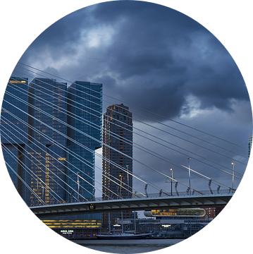 Nieuwe Maas met Erasmusbrug en wolkenkrabbers, Rotterdam van Walter G. Allgöwer