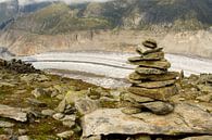 stenen met op de achtergrond de Aletschgletsjer in de Zwitserse Alpen van Karijn | Fine art Natuur en Reis Fotografie thumbnail