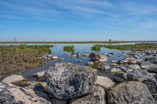 Landschap Marker Wadden met grote rots