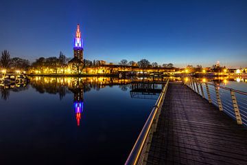 skyline van Potsdam in het blauwe uur