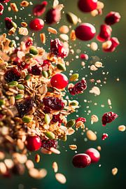 Colourful fruits and nuts in the air by Poster Art Shop