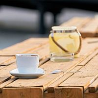Cup on the table of a beach bar in Magdeburg