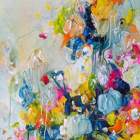 Ticket to Wonderland - hand-painted colourful abstract by Qeimoy