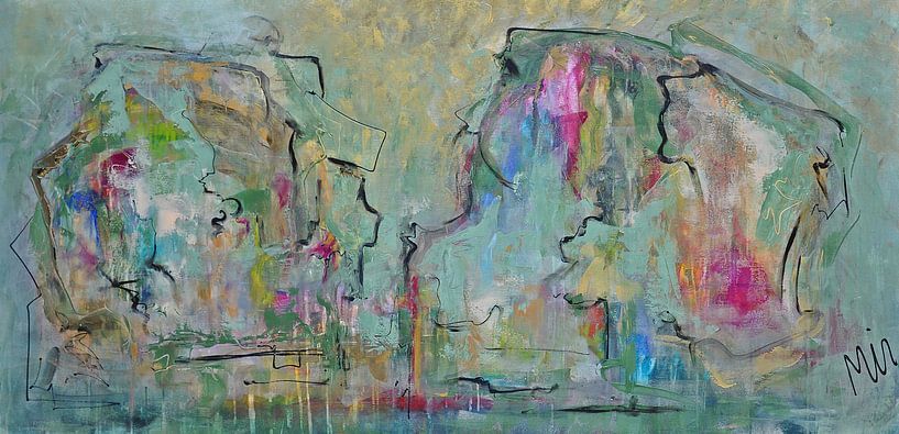 Goldene Schönheit Abstrakte Malerei von Kunstenares Mir M. Kolkman van der Klip