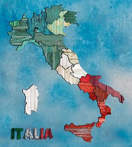 Karte von Italien Holz von Rene Ladenius Digital Art