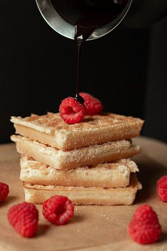 Wafels met chocoladesaus