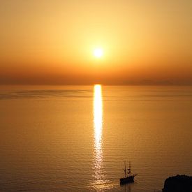 zonsondergang Santorini van Marieke Vroom