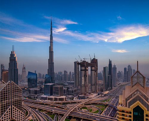 Burj Khalifa en Sheikh Zayed Road in Dubai