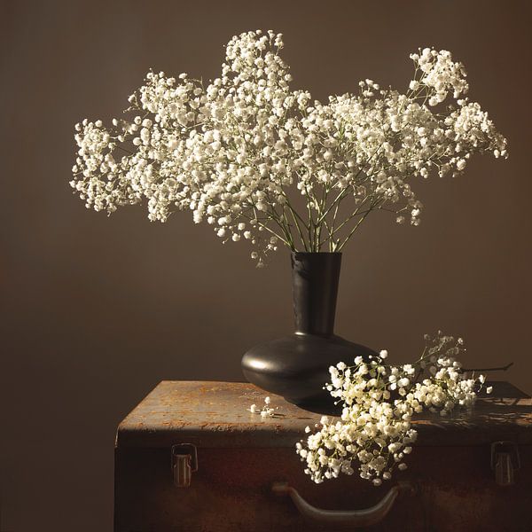 Still life with flowers. Cut flowers. Brown. by Alie Ekkelenkamp