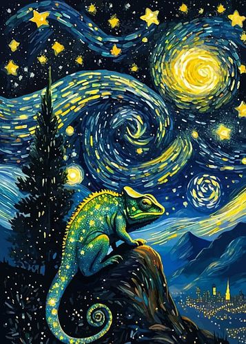 Chameleon under Starry Night Sky