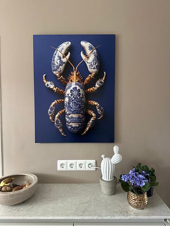 Holländischer Hummer in delfterblauem Porzellan