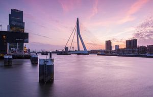 Coucher de soleil sur le pont Erasmus sur Ilya Korzelius