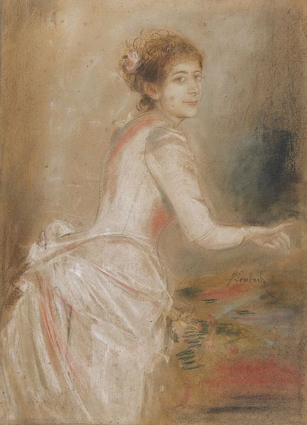 FRANZ VON LENBACH, Bildnis einer jungen Dame im weißen Kleid, ca. 1880-90 von Atelier Liesjes