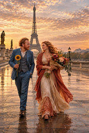 Van Gogh and Venus in Paris – Romantic Painting by Peter Pen Drawings and Paintings