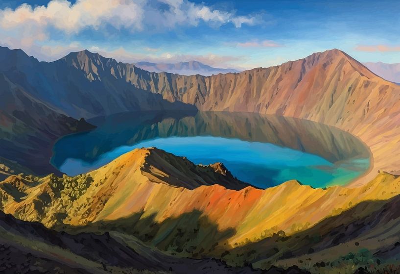 Berg Rinjani und Segara Anak See Landschaft von MIROKKU