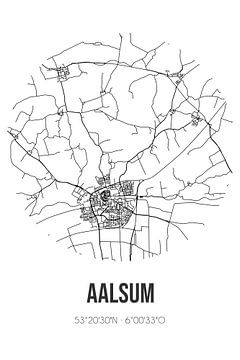 Aalsum (Fryslan) | Landkaart | Zwart-wit van Rezona