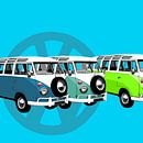 Vw-busjes op blauw van Jole Art (Annejole Jacobs - de Jongh) thumbnail