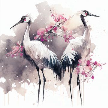 Cranes & Cherries II van Bianca ter Riet