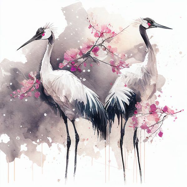 Kraniche und Kirschen II von Bianca ter Riet
