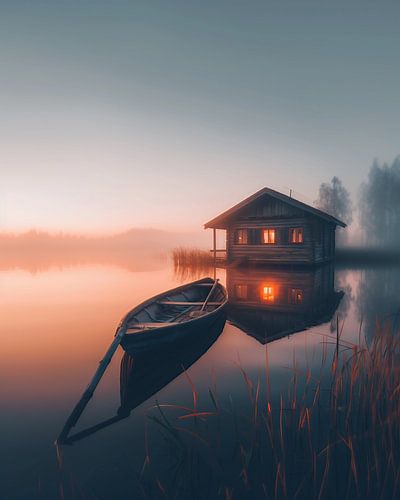 Lonely boat on the water