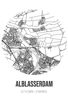 Alblasserdam (Zuid-Holland) | Landkaart | Zwart-wit van Rezona