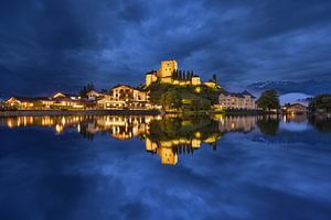 Laudeck Castle in Ladis in Tyrol, Austria at the blue hour