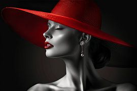 femme avec chapeau rouge sur Egon Zitter