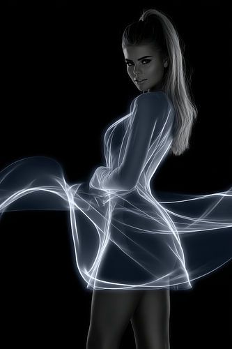 woman neon light dance