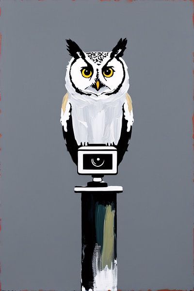Hibou minimaliste sur l'appareil photo par Imperial Art House