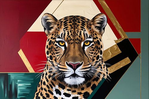 Geometrisch luipaard schilderij modern