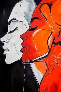 Visages contrastés aux couleurs vives sur Poster Art Shop