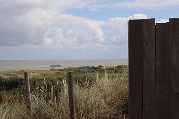 Uitzicht op zee bij Texel van Monica de Roo-Peeters