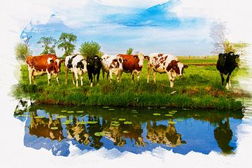 Koeien schilderijtje van Marjolein Deelen