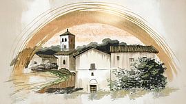 Mediterranes Dorf in goldenem Glanz