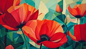 Mohnblumen im kubistischen Stil