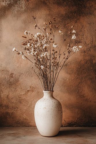 Gedroogde bloemen in keramische vaas