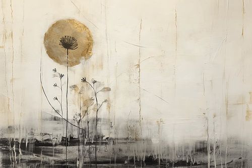 Landschap met gouden accenten in collage stijl