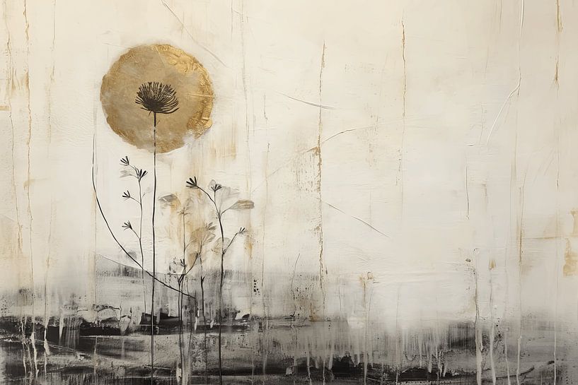 Landscape with gold accents in collage style by Studio Allee
