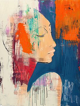 Abstract Woman | Abstract Portrait with Colours by Eye catching paintings