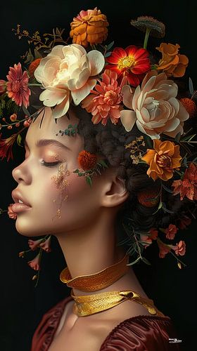 afrikaanse vrouw met bloemen