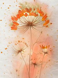 Herfst: Abstracte paardenbloem  in warme tinten