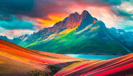 Berg mit Farben und Wolken