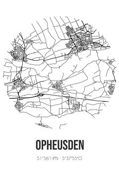 Opheusden (Gelderland) | Landkaart | Zwart-wit van Rezona