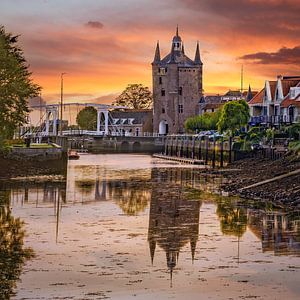 Zierikzee, Noordhavenpoort au coucher du soleil sur Kees Dorsman