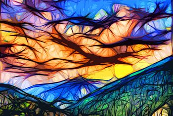   Lever du soleil dans les montagnes