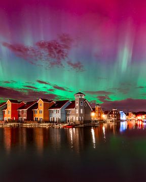 Reitdiephaven met het noorderlicht van Daniël de Jong