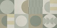 Abstracte geometrische moderne kunst in beige, groen en geel. van Dina Dankers thumbnail